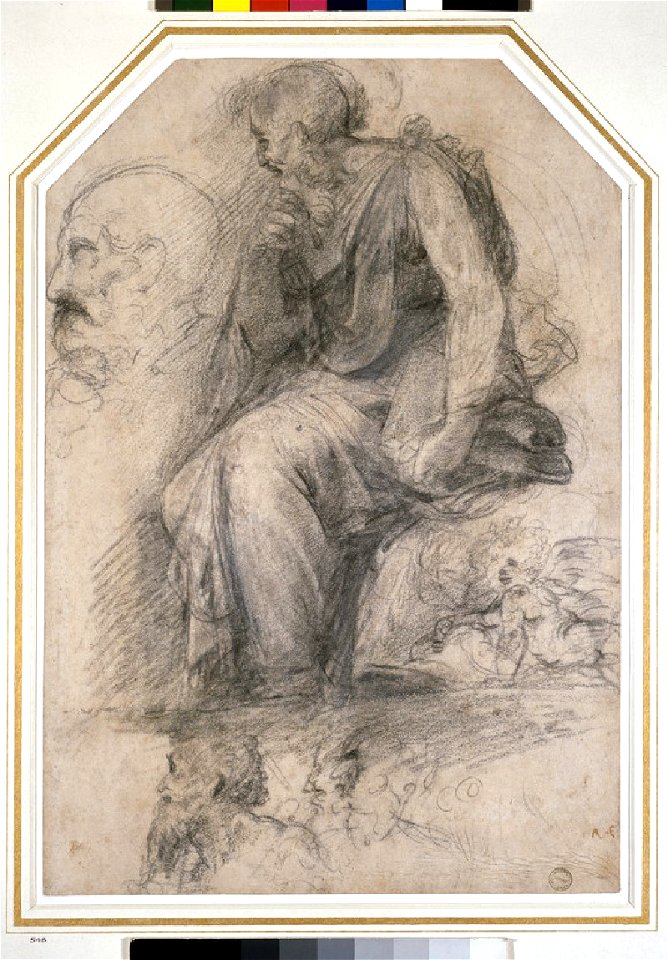 Raphael - A male saint, seated (St Paul) Study for the Disputa, WA1846.189