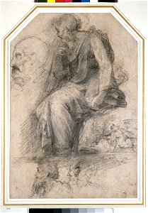 Raphael - A male saint, seated (St Paul) Study for the Disputa, WA1846.189