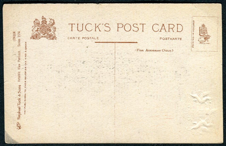 Raphael Tuck & Sons London Heraldic View Postcard Series 2174 THE RIVER & ST. PAUL'S FROM THE SHOT TOWER address side