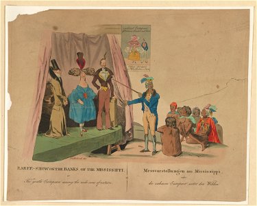 Raree - show on the banks of the Mississippi, or The gentle European among the rude sons of nature - Cruikshank del. LCCN2013646790. Free illustration for personal and commercial use.