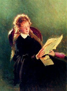 Reading girl by Repin. Free illustration for personal and commercial use.