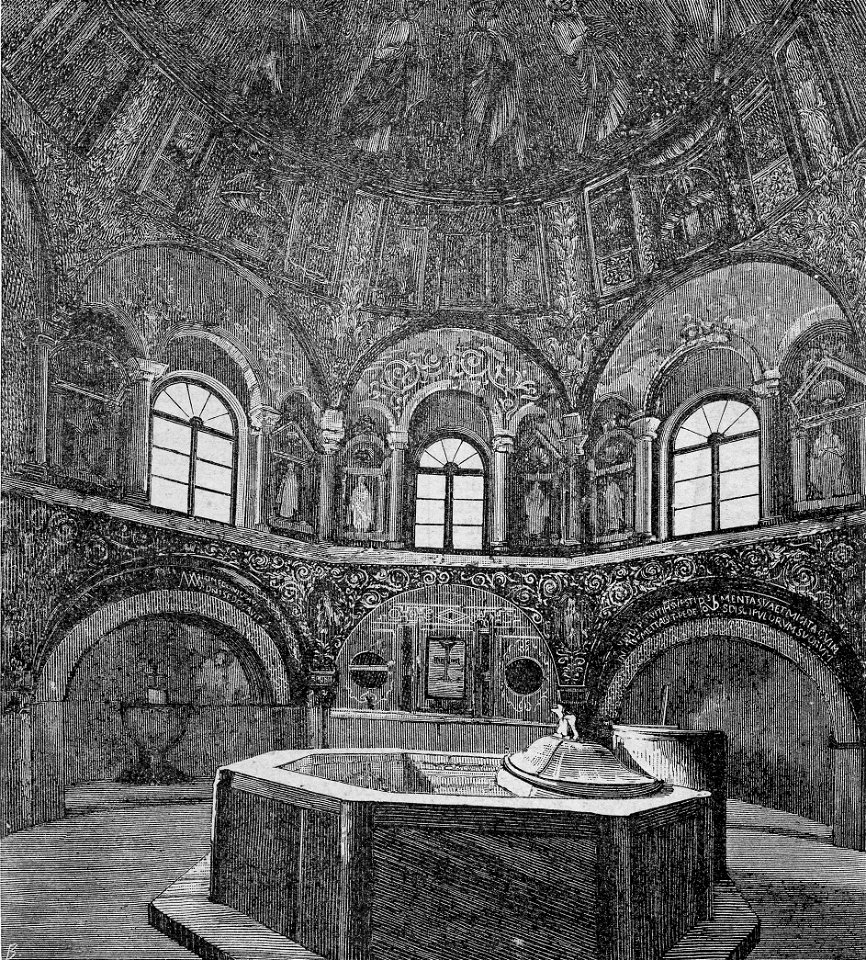Ravenna – Interno del Battistero di San Giovanni in fonte (xilografia)