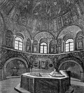Ravenna – Interno del Battistero di San Giovanni in fonte (xilografia)