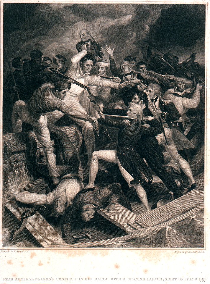 Rear Admiral Nelson's conflict In his Barge with a Spanish Launch, Night of July 3. 1797. RMG PU4076
