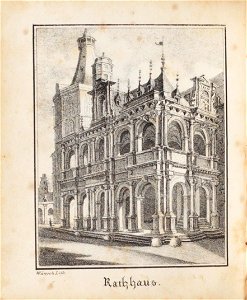 Rathhaus, Johann Peter Weyer (Zeichnung) und Anton Wünsch (Lithografie), 1827 (book page, uncropped)