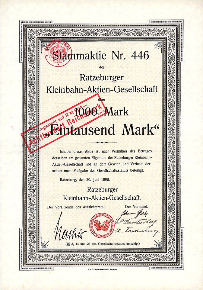 Ratzeburger Kleinbahn 1000 Mk 1908