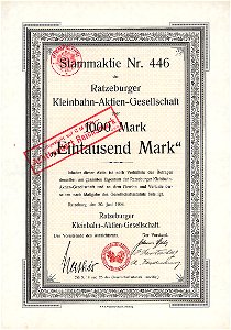 Ratzeburger Kleinbahn 1000 Mk 1908