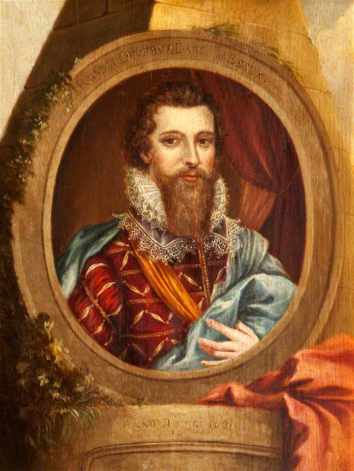 Rebecca Dulcibella Orpen (1830-1923) (attributed to) - Robert Devereux (1566–1601), 2nd Earl of Essex, in a Memorial Setting (partially after Isaac Oliver - 343138 - National Trust