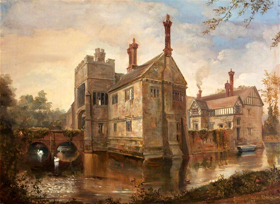 Rebecca Dulcibella Orpen (1830-1923) - View of Baddesley Clinton from the North East - 343168 - National Trust