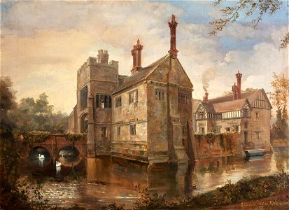 Rebecca Dulcibella Orpen (1830-1923) - View of Baddesley Clinton from the North East - 343168 - National Trust