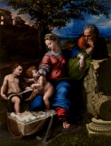 Raphael - Holy Family below the Oak. Free illustration for personal and commercial use.