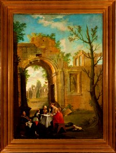 Rauniomaisema, Kristus ja neljä miestä, Painting by an Unknown Artist