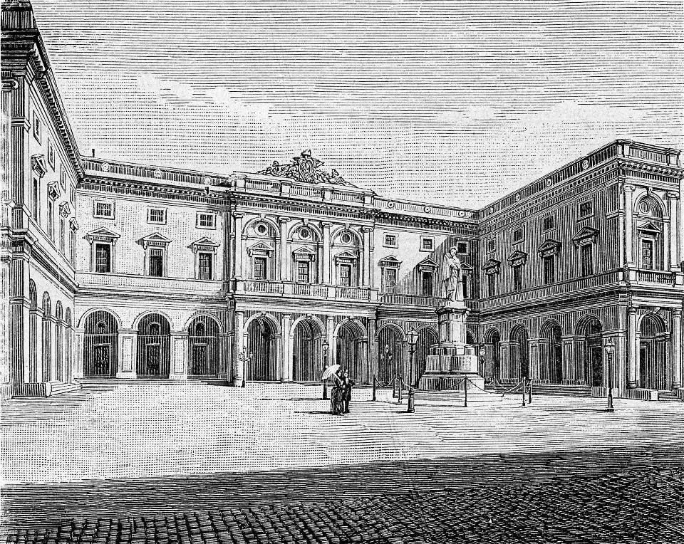Recanati – Piazza e nuovo Palazzo Municipale (xilografia)