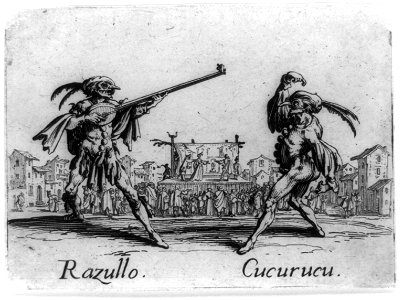 Razullo with long stringed instrument and Cucurucu dancing LCCN90707489