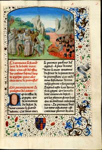 Recueil de textes de dévotion et de morale - KBR ms9030-37 f9 (passage de la Mer Rouge)