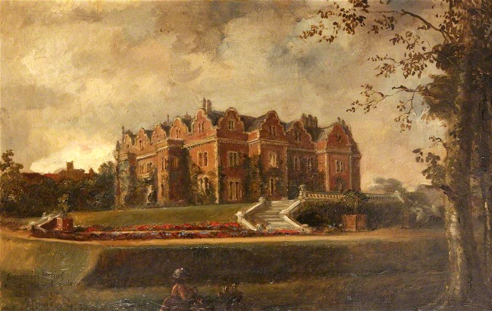 Rebecca Dulcibella Orpen (1830-1923) - View of the Garden Front and Terrace of Surrenden Dering - 343531 - National Trust