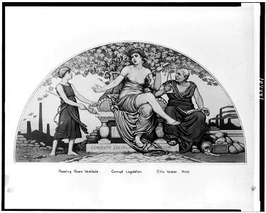 Reading room vestibule. Corrupt legislation - Elihu Vedder, Rome. LCCN91483010