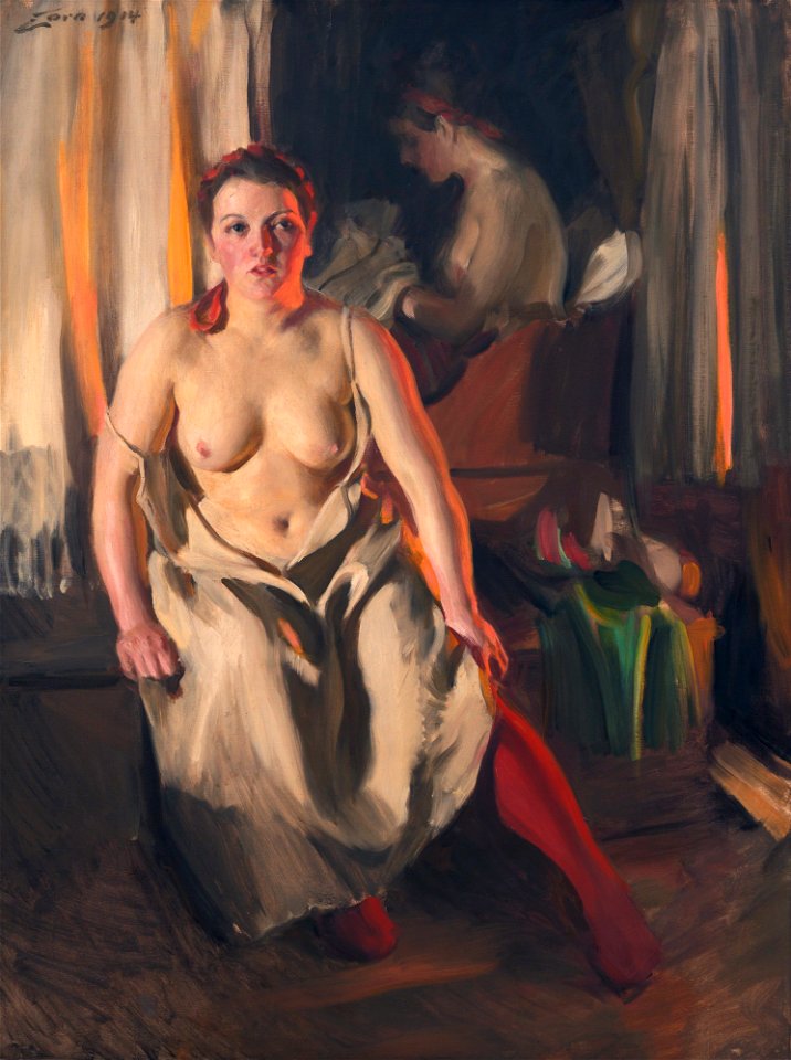 Red stockings, by Anders Zorn