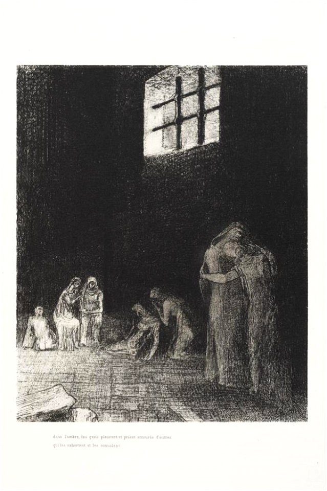 Redon - 'Dans l'ombre des gens pleurent et prient entourés d'autres qui les exhortent et les consolent', 0485472