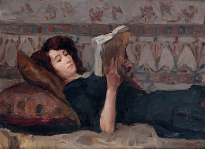 Reading woman on a couch, by Isaac Israels
