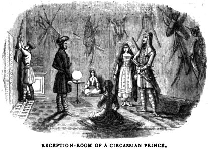 Reception-room of a Circassian prince. Edmund Spencer. Travels in Circassia, Krim-Tartary &c. 1838. Letter XXI. P.232. Free illustration for personal and commercial use.
