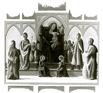 Reconstruction of fragmrnts of Masaccio's Pisan altarpiece by John Shearman.