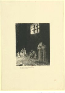 Redon - Dans l'ombre des gens pleurent et prient entourés d'autres qui les exhortent..., btv1b69511123