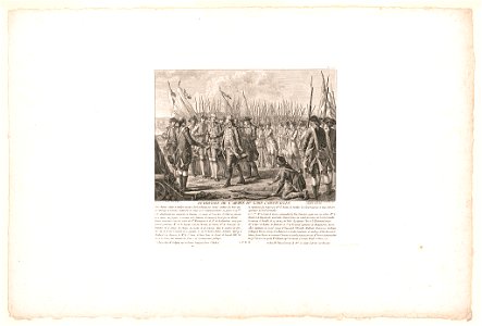 Reddition de l'armée du Lord Cornwalis - dessiné par le Barbier Peintre du Roi ; gravé par Godefroy de l'Academie Imple. et Royale de Vienne etc. LCCN2017658515