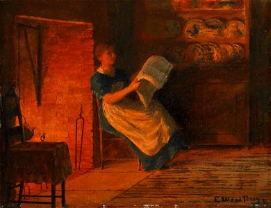 Reading by the Fire - Enoch Wood Perry