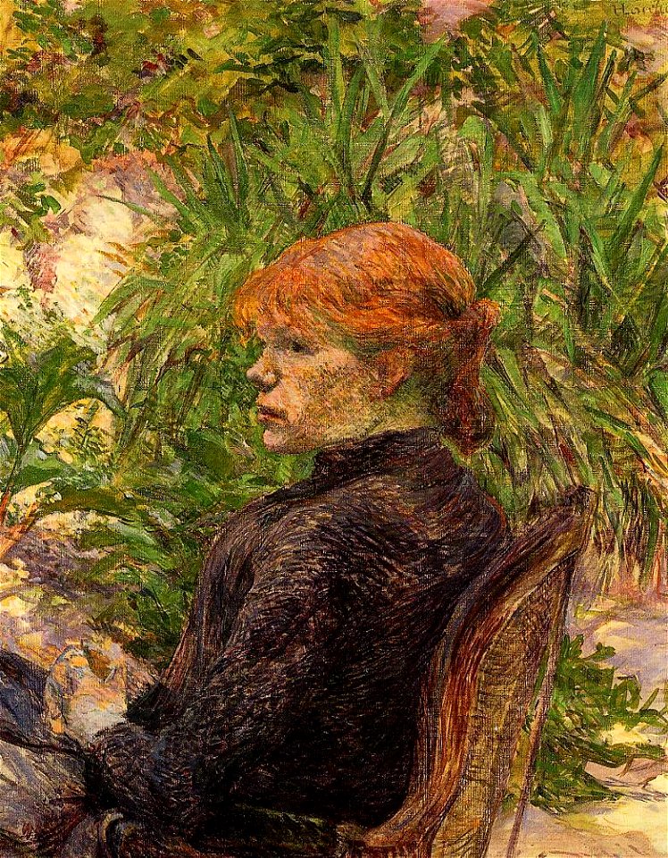 Red Haired Woman Sitting in Conservatory (1889) by Henri de Toulouse-Lautrec