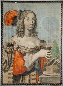 Recto- Calligraphy; Verso- Colored European engraving of a woman (6124536209)