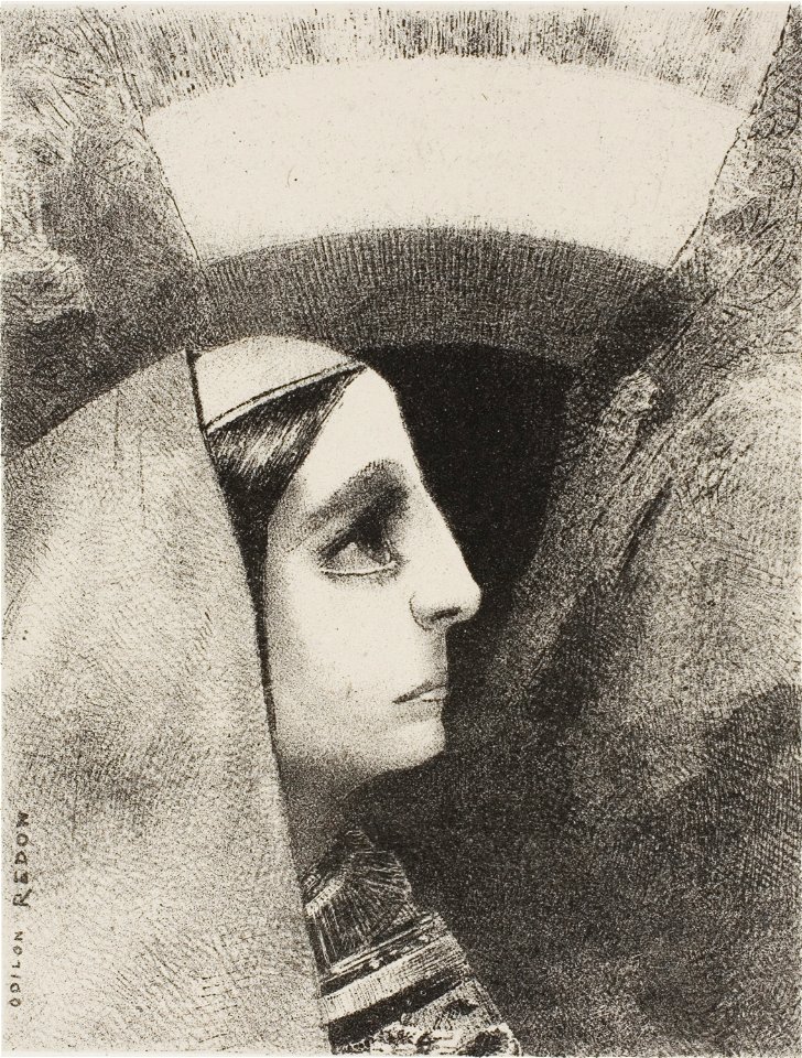 Redon - Before the Black Sun of Melancholy, Lenore Appears, plate two from To Edgar Poe, 1920.1571