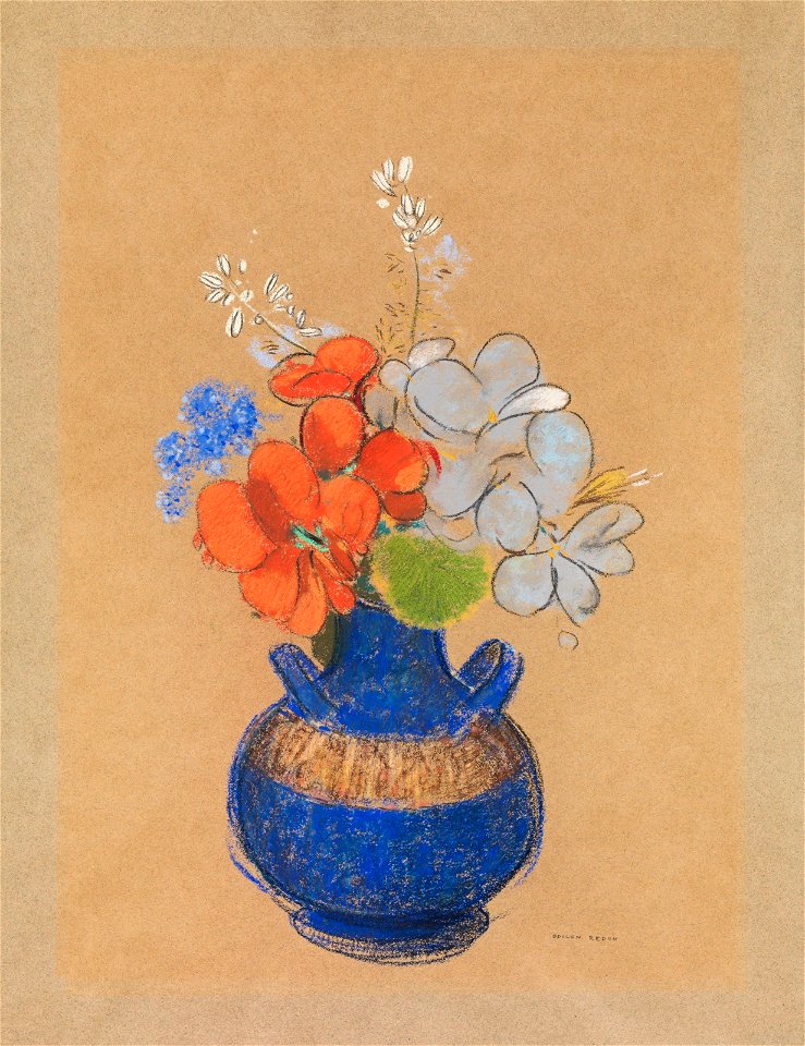 Redon - Blue Vase with Flowers, Circa 1910-Circa 1916