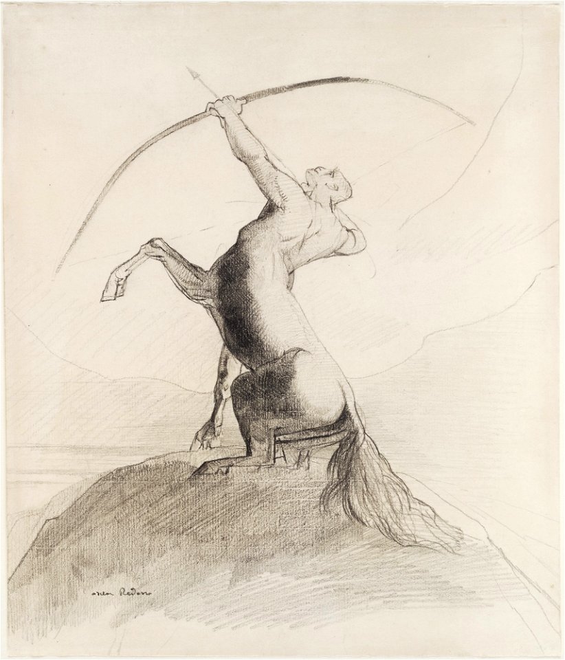 Redon - Centaur Aiming at the Clouds (c. 1875)