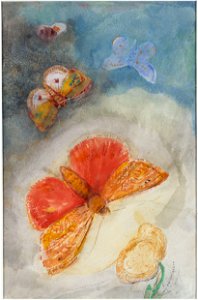 Redon - Papillons et fleur, Entre 1910 et 1914