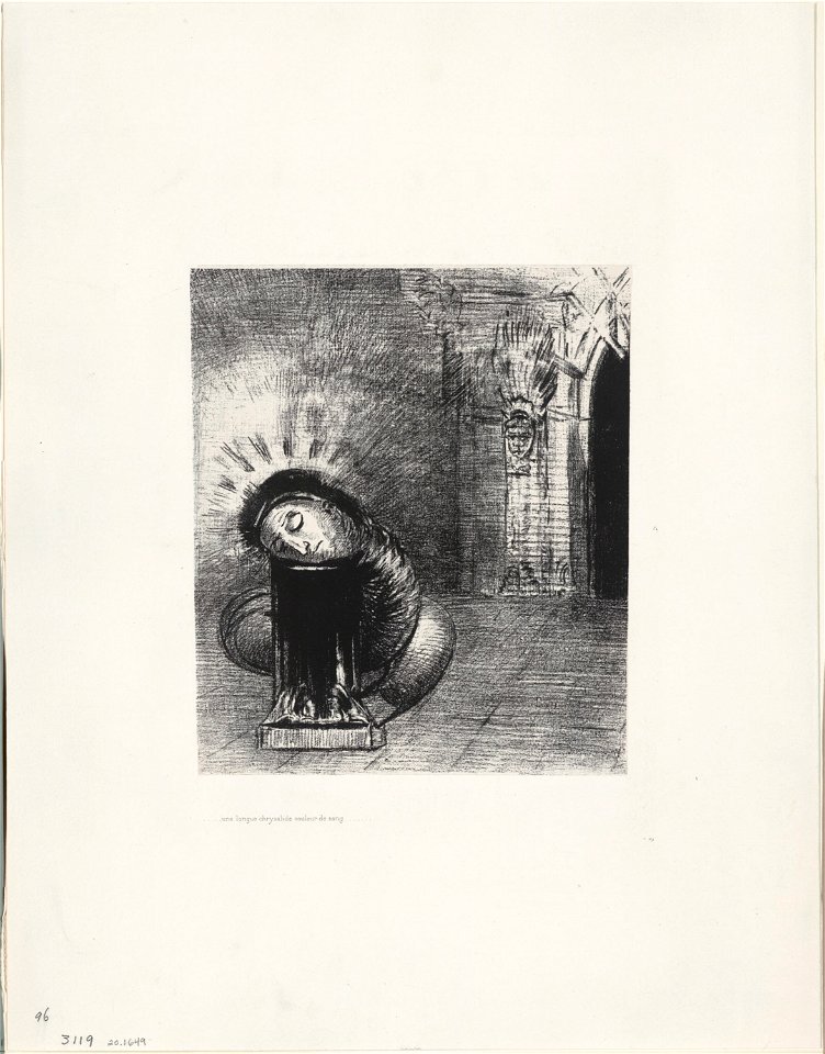 Redon - A Long Chrysalis, the Color of Blood, plate 2 of 6, 1920.1649