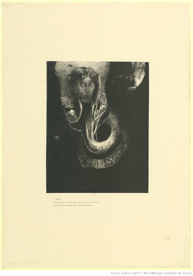 Redon - Oannès Moi, la première conscience du Chaos, j'ai surgi de l'abîme pour durcir la matière, pour régler les formes, btv1b69511212