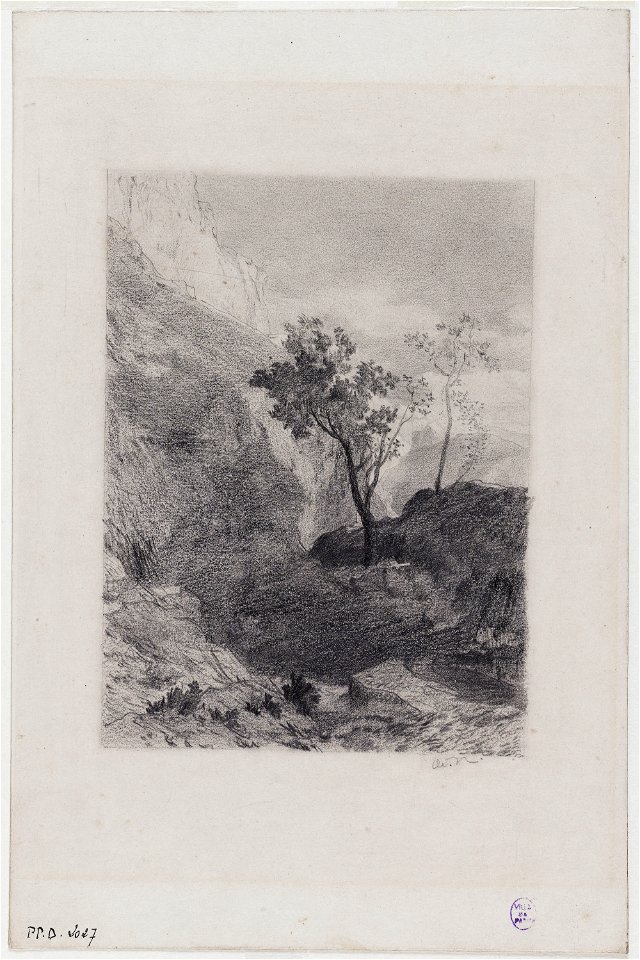Redon - Arbres à l'entrée d'une gorge, Avant 1865