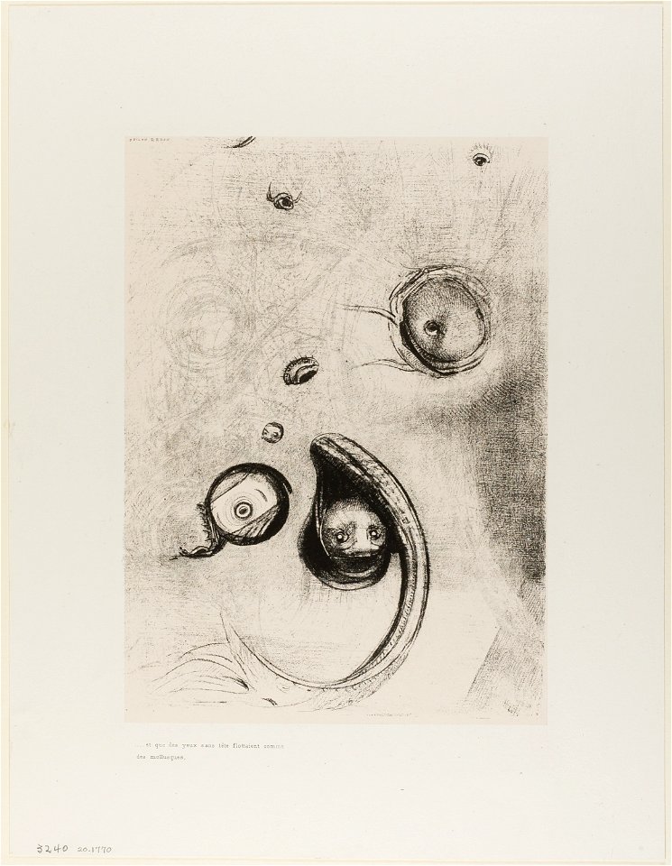 Redon - Et que des yeux sans tete flottaient comme des mollusques, plate XIII of Tentation de St. Antoine, 1920.1770