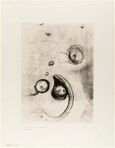 Redon - Et que des yeux sans tete flottaient comme des mollusques, plate XIII of Tentation de St. Antoine, 1920.1770