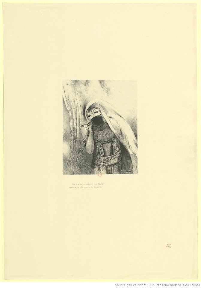 Redon - Elle tire de sa poitrine une éponge toute noire, la couvre de baisers, btv1b6951114x