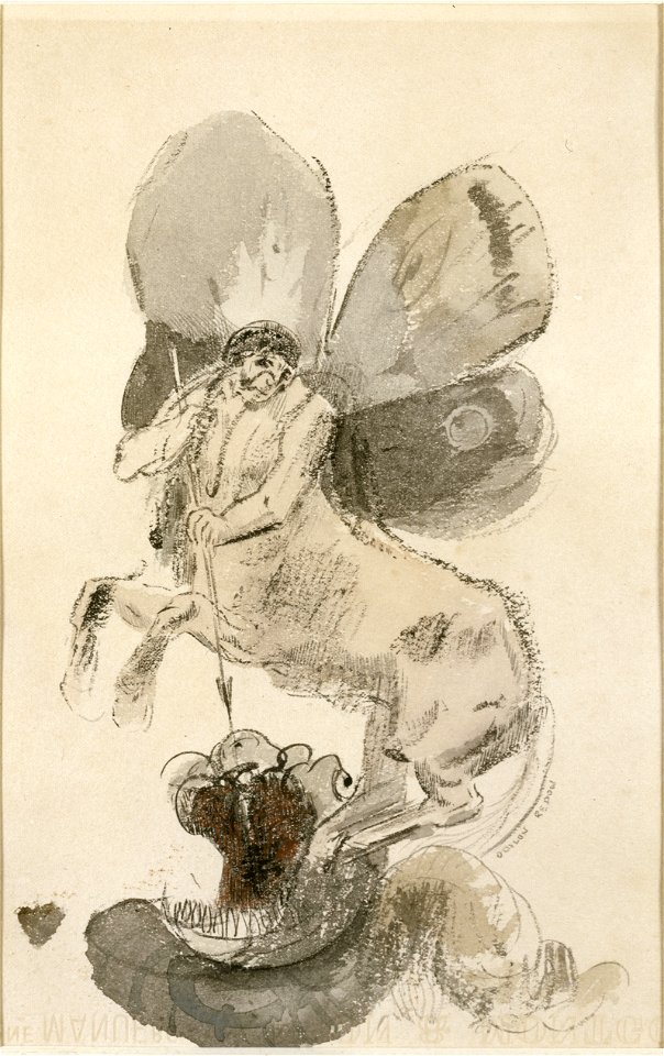 Redon - Centaure ailé terrassant un monstre, Entre 1900 et 1910