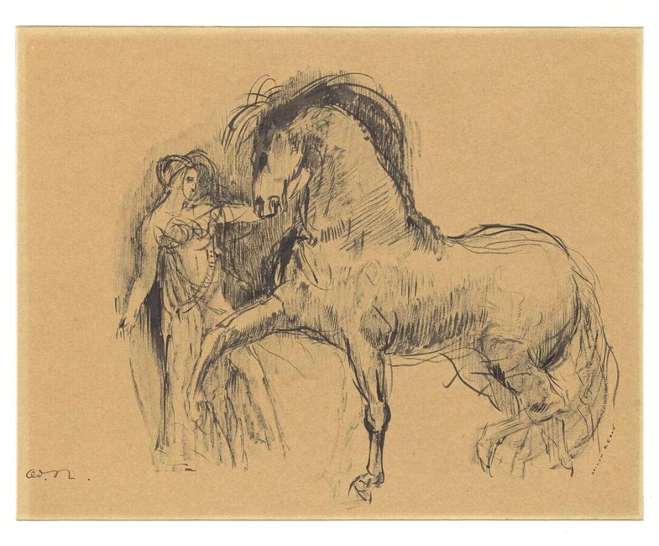 Redon - Cheval et femme, c. 1900