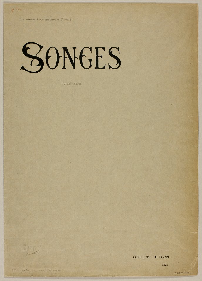 Redon - Portfolio Cover for Songes (Dreams), 1920.1677a