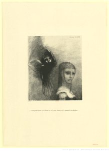Redon - ... et un grand oiseau qui descend du ciel vient s'abattre sur le sommet de sa chevelure, btv1b6951048c