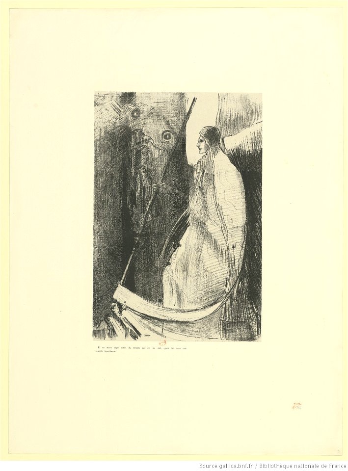 Redon - Et un autre ange sortit du temple qui est au ciel, ayant lui aussi une faucille tranchante, btv1b69511657