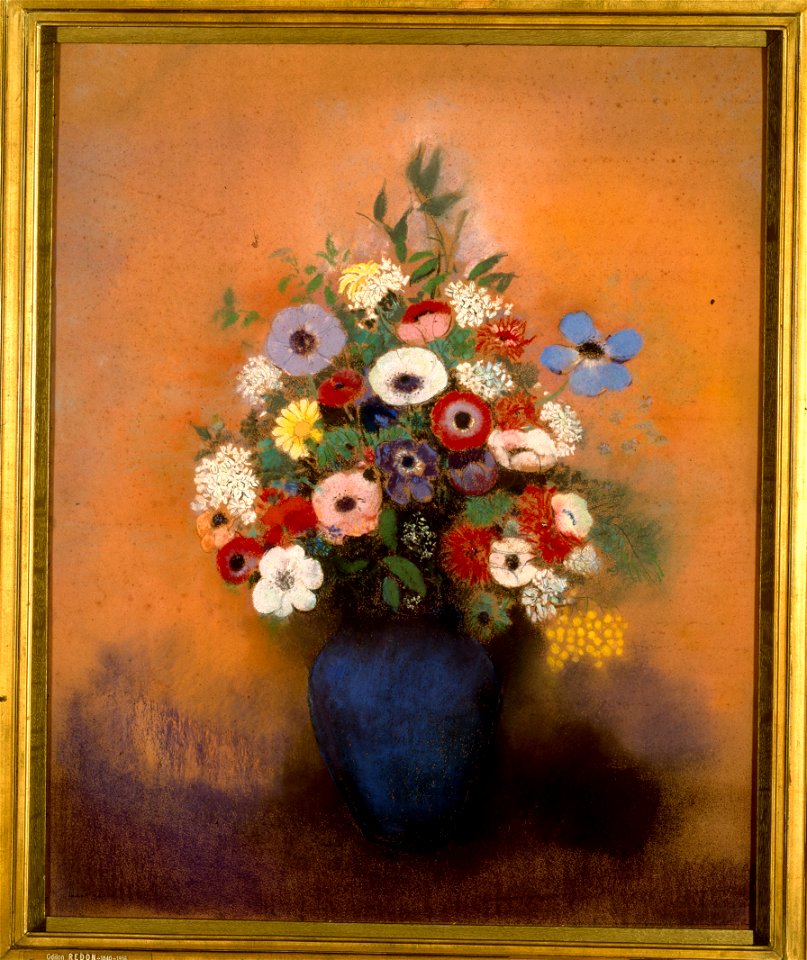 Redon - Grand bouquet au vase bleu, Après 1912, PPD1219
