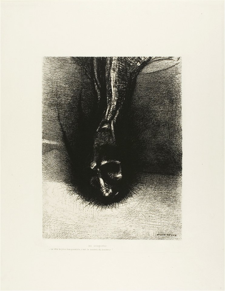 Redon - The Skiapods The head as low as possible, that is the secret of happiness!, plate 6 of 6, 1920.1656