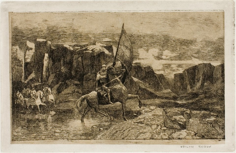 Redon - Standard-Bearer Crossing a Stream, 1920.1553