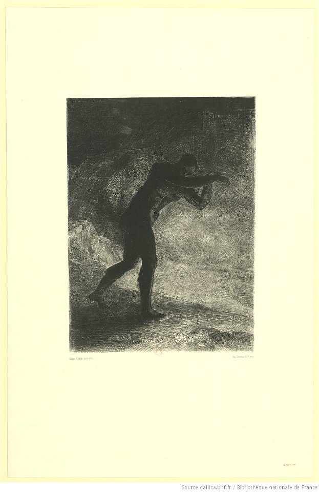 Redon - Et l'homme parut, interrogeant le sol d'où il sort et qui l'attire, il se fraya la voie vers de sombres clartés, btv1b6951005m